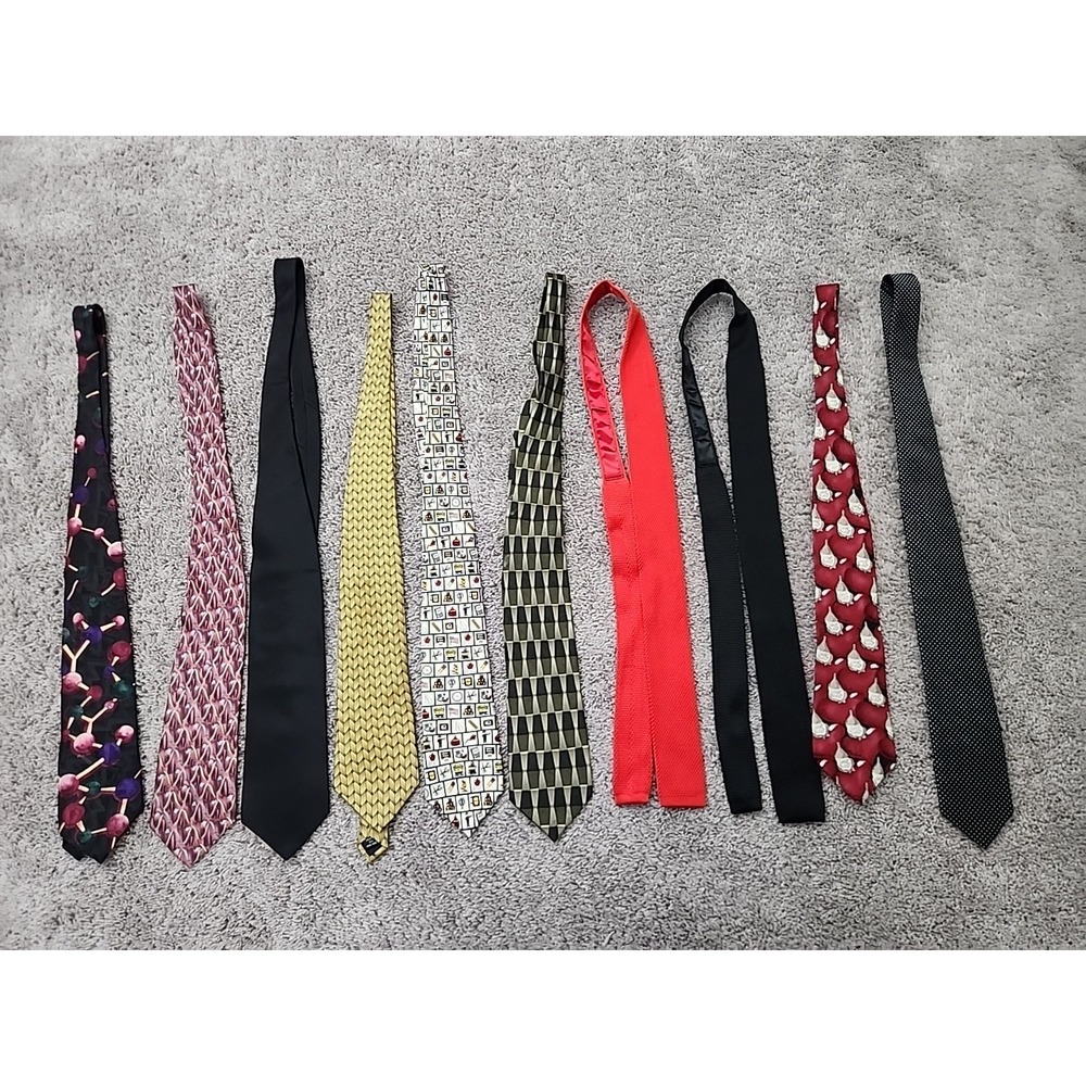 Mixed Brand Neck Tie Mens OS Multicolor Good 10pc Lot Geometric Science Novelty